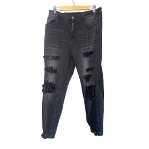 SHEIN Curve 1XL Black Distressed Ripped Skinny Jeans Women’s Plus Size